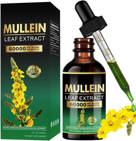 Mullein Drops for Lungs - Lung Cleanse,Powerful Mullein for Immune Support,Detox & Respiratory Support,Mullein Leaf Extract for Lungs,Herbal Supplements - 2 Fl Oz in Saudi Arabia
