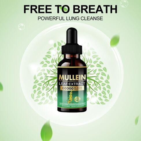 Mullein Drops for Lungs - Lung Cleanse,Powerful Mullein for Immune Support,Detox & Respiratory Support,Mullein Leaf Extract for Lungs,Herbal Supplements - 2 Fl Oz in Saudi Arabia