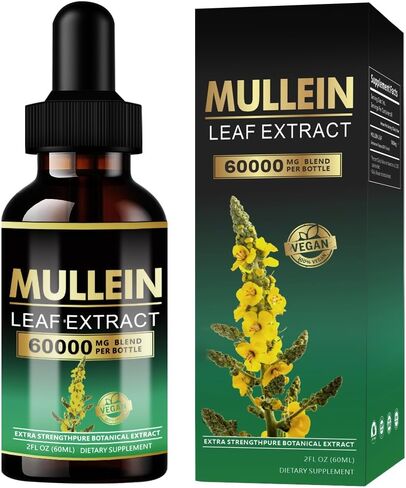 Mullein Drops for Lungs - Lung Cleanse,Powerful Mullein for Immune Support,Detox & Respiratory Support,Mullein Leaf Extract for Lungs,Herbal Supplements - 2 Fl Oz in Saudi Arabia