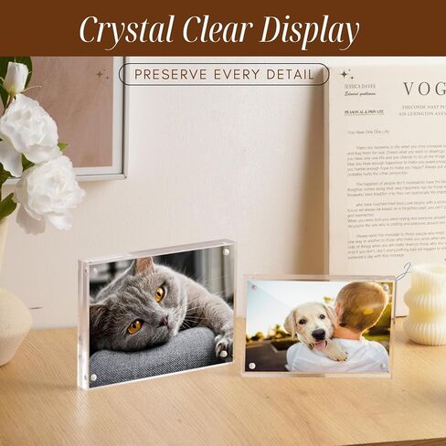 إطارات أكريليك مغناطيسية مقاس 5x7 من CATIFLIN مكونة من قطعتين، كتل إطار صورة بدون إطار واضحة مزدوجة الجوانب، إطارات صور سميكة 20 مم، عرض قائم مجاني للصور العائلية، والشهادات، والمكاتب، والأعمال الفنية in Saudi Arabia