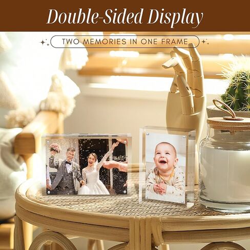 إطارات أكريليك مغناطيسية مقاس 5x7 من CATIFLIN مكونة من قطعتين، كتل إطار صورة بدون إطار واضحة مزدوجة الجوانب، إطارات صور سميكة 20 مم، عرض قائم مجاني للصور العائلية، والشهادات، والمكاتب، والأعمال الفنية in Saudi Arabia