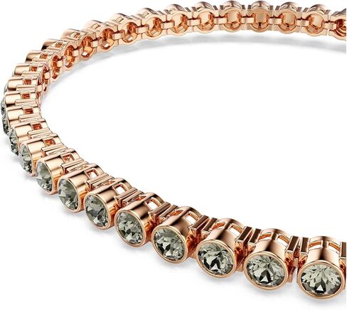 سوار التنس Swarovski Imber Emily، قطع دائري، أسود، لمسة نهائية من الذهب الوردي in Kuwait