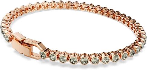سوار التنس Swarovski Imber Emily، قطع دائري، أسود، لمسة نهائية من الذهب الوردي in Kuwait