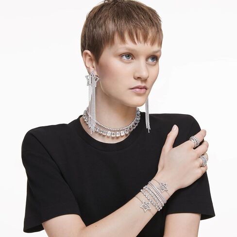 سوار التنس Swarovski Imber Emily، قطع دائري، أسود، لمسة نهائية من الذهب الوردي in Kuwait