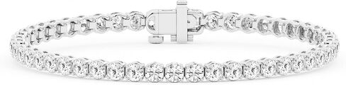 Belacqua Lab Grown Diamond Tennis Bracelet in 14K White Gold or Yellow Gold, Round Cut, 2 to 10 Carat, F Color, VS2 Clarity, 4 Prong Set, Size 7 Inches, Fine Jewelry for Women, Gift Box Included in Saudi Arabia