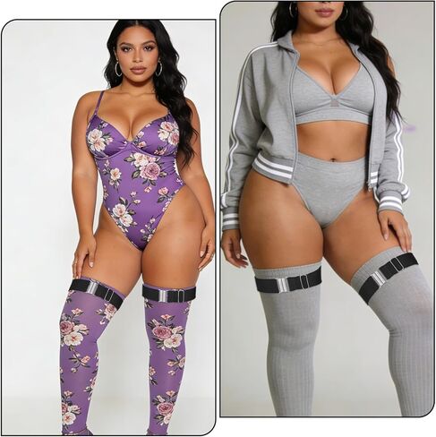 2 PCS Plus Size Thigh Garter Belt, Women’s Garter Belts Adjustable High Elastic Garters Belts Gothic Leg Harness Belt Adjustable Stockings Garters with Buckle for Thigh High Socks (Black) in Kuwait