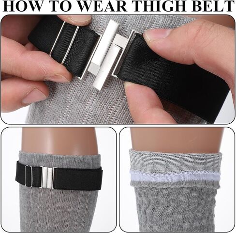 2 PCS Plus Size Thigh Garter Belt, Women’s Garter Belts Adjustable High Elastic Garters Belts Gothic Leg Harness Belt Adjustable Stockings Garters with Buckle for Thigh High Socks (Black) in Kuwait