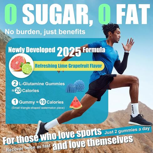 علكات إل-جلوتامين 1000 مجم مع BCAA والبوتاسيوم والمغنيسيوم وفيتامين C، وتعافي العضلات، ودعم القدرة على التحمل والتغذية اليومية، مكمل محمول للرجال والنساء، نكهة الجريب فروت الليموني، 60 قطعة in Kuwait