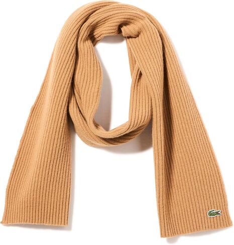 Lacoste Unisex Ribbed Wool Scarf, Date Brown, One Size in Saudi Arabia