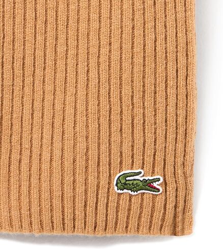 Lacoste Unisex Ribbed Wool Scarf, Date Brown, One Size in Saudi Arabia