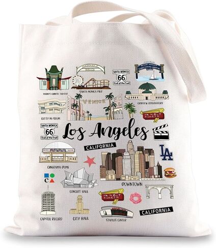 BWWKTOP Los Angeles Canvas Tote Bag Los Angeles Souvenirs Gifts Los Angeles Shopping Bag Los Angeles Vacation Gifts in Saudi Arabia