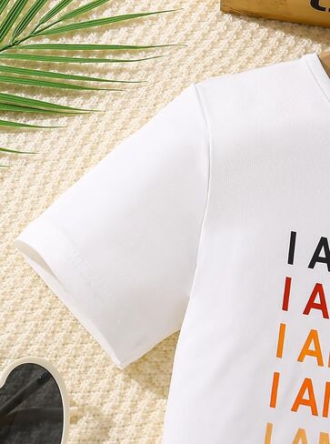 Girls 2-Piece Outfit Set Short Sleeve Letter Graphic Crop Top and Pocket Skirt Casual Summer Clothing Set in Saudi Arabia