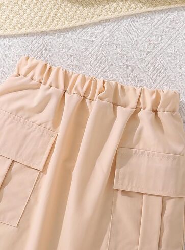 Girls 2-Piece Outfit Set Short Sleeve Letter Graphic Crop Top and Pocket Skirt Casual Summer Clothing Set in Saudi Arabia