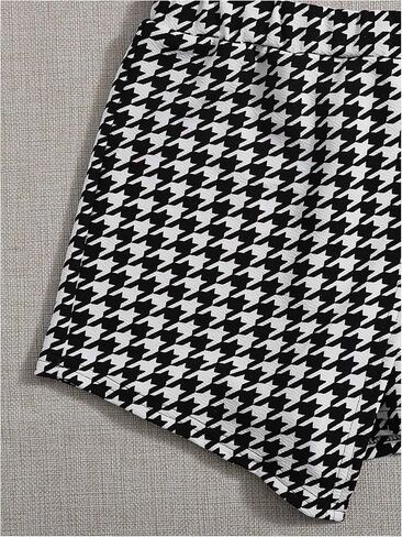 Milumia الفتيات 2 قطعة ملابس Houndstooth طباعة كامي المحاصيل الأعلى ومجموعات skorts ملفوفة in Saudi Arabia