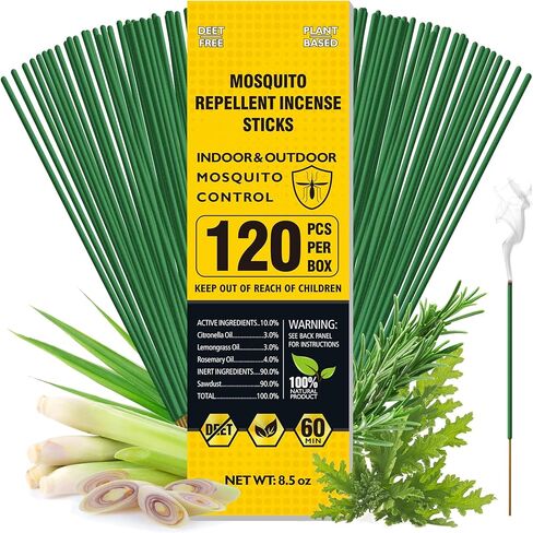 BugBai® Mosquito Repellent Outdoor Patio, 240 PCS Natural Plant-Based Citronella Oil Incense Sticks Indoor Home Pet Family Safe, DEET Free Bug Insect Control Repellent for Yard Garden Camping Fishing in Saudi Arabia