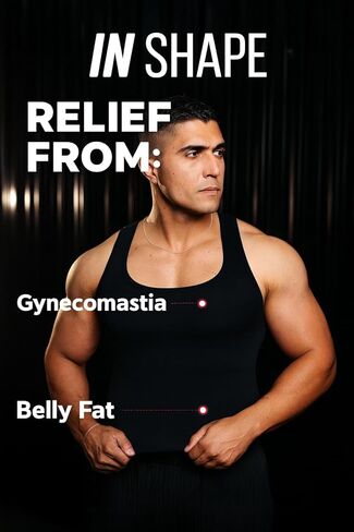 INSHAPE Men’s Compression Shirt Slimming Shapewear Tank – Chest & Abdomen Control Undershirt for Gynecomastia in Saudi Arabia