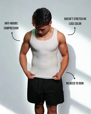 INSHAPE Men’s Compression Shirt Slimming Shapewear Tank – Chest & Abdomen Control Undershirt for Gynecomastia in Saudi Arabia