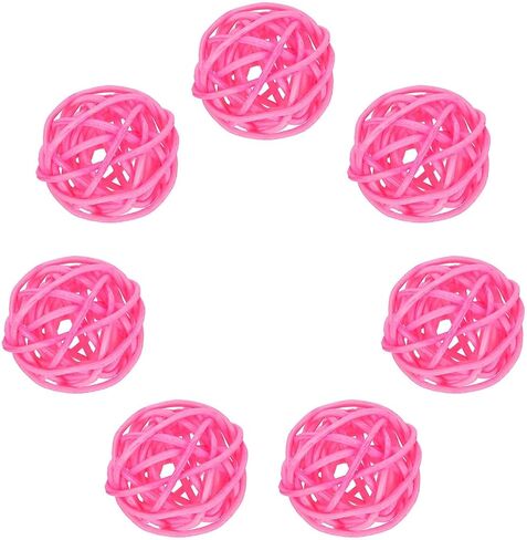 MECCANIXITY 7Pcs Pink Wicker Rattan Balls for Bowl Centerpiece 1.2 Inch Dia Rattan Wicker Twig Orbs Spheres Decorative Balls for Vase Home Dining Table Wedding Decor in Saudi Arabia