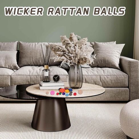 MECCANIXITY 7Pcs Pink Wicker Rattan Balls for Bowl Centerpiece 1.2 Inch Dia Rattan Wicker Twig Orbs Spheres Decorative Balls for Vase Home Dining Table Wedding Decor in Saudi Arabia