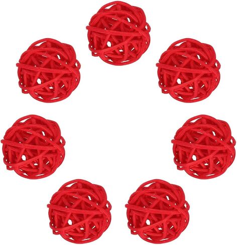 MECCANIXITY 7Pcs Pink Wicker Rattan Balls for Bowl Centerpiece 1.2 Inch Dia Rattan Wicker Twig Orbs Spheres Decorative Balls for Vase Home Dining Table Wedding Decor in Saudi Arabia