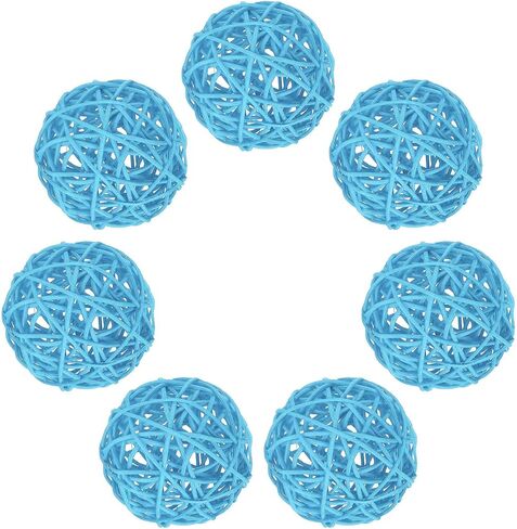 MECCANIXITY 7Pcs Pink Wicker Rattan Balls for Bowl Centerpiece 1.2 Inch Dia Rattan Wicker Twig Orbs Spheres Decorative Balls for Vase Home Dining Table Wedding Decor in Saudi Arabia