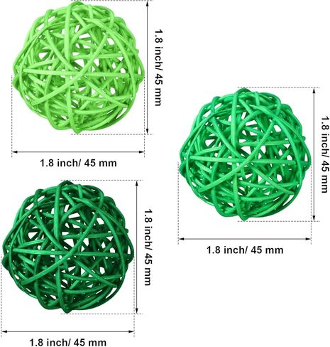 Yaomiao 15 Pieces Wicker Rattan Balls Decorative Orbs St Patricks Day Bowl Vase Filler for Decorating DIY Crafts Saint Patricks Table Centerpiece Decor, 1.8 Inch (Green Mint Dark-Green) in Saudi Arabia