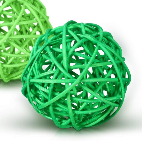 Yaomiao 15 Pieces Wicker Rattan Balls Decorative Orbs St Patricks Day Bowl Vase Filler for Decorating DIY Crafts Saint Patricks Table Centerpiece Decor, 1.8 Inch (Green Mint Dark-Green) in Saudi Arabia