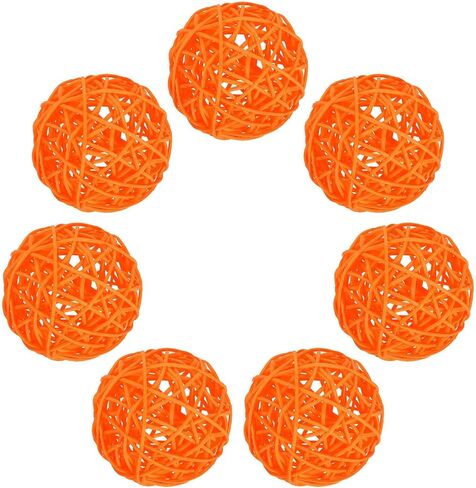 MECCANIXITY 7Pcs Pink Wicker Rattan Balls for Bowl Centerpiece 1.2 Inch Dia Rattan Wicker Twig Orbs Spheres Decorative Balls for Vase Home Dining Table Wedding Decor in Saudi Arabia