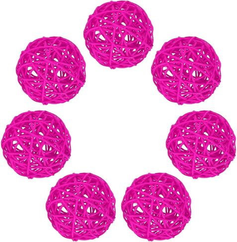 MECCANIXITY 7Pcs Pink Wicker Rattan Balls for Bowl Centerpiece 1.2 Inch Dia Rattan Wicker Twig Orbs Spheres Decorative Balls for Vase Home Dining Table Wedding Decor in Saudi Arabia