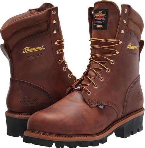 Thorogood Logger Series 9" Waterproof Insulated Steel Toe Work Boots for Men - Premium Leather with 400g Thinsulate and Vibram Slip-Resistant Heel Outsole in Saudi Arabia