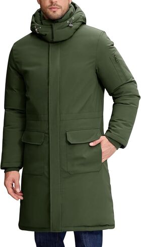 HEEKPEK Mens Winter Coats Long Parka Puffer Jackets Water Repellent Windbreaker Insulated Thicken Puffy Jacket with Hood in Kuwait