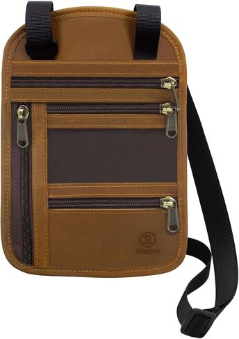 حامل جواز السفر من الجلد الطبيعي من Ringsun للسفر، محفظة رقبة رفيعة تحجب RFID مع حزام قابل للتعديل للنساء والرجال، أساسيات السفر للحفاظ على النقود وبطاقات الائتمان والمستندات آمنة، أسود in Kuwait