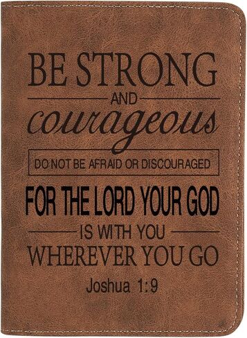 Christian Gifts Leather Passport Holder for Men Personalized Engraved Passport Holder,Bible Verse Faith Religious Birthday Inspiring Gifts (Joshua 1:9) in Saudi Arabia