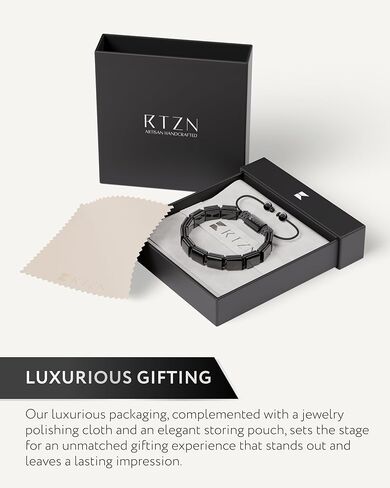 سوار RTZN® Black Obsidian للرجال - أساور مطرزة يدويًا من مجوهرات سبج سوداء أصلية للرجال - طول قابل للتعديل جمجمة وسوار عين الشر للنساء أو الرجال in Kuwait