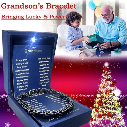 سوار MGOOL To My Grandson هدايا الحفيد من الجدة والأجداد وهدايا عيد الميلاد وأعياد الميلاد مع بطاقة رسالة وصندوق هدايا LED in Kuwait