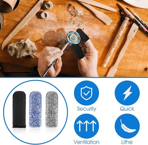 24 قطعة من مهود الأصابع من Ouligay، واقيات أصابع مقاومة للقطع، قفازات حماية للأصابع، واقيات أكمام للحديقة، المطبخ، العمل، النحت in Kuwait