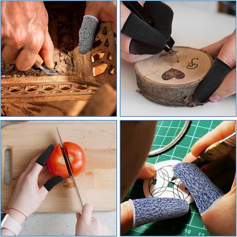 24 قطعة من مهود الأصابع من Ouligay، واقيات أصابع مقاومة للقطع، قفازات حماية للأصابع، واقيات أكمام للحديقة، المطبخ، العمل، النحت in Kuwait