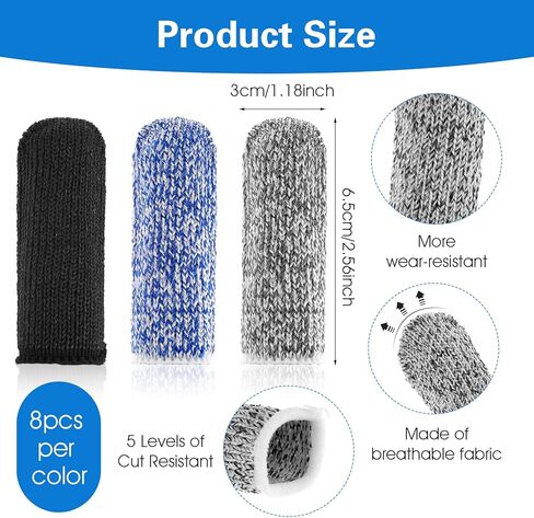 24 قطعة من مهود الأصابع من Ouligay، واقيات أصابع مقاومة للقطع، قفازات حماية للأصابع، واقيات أكمام للحديقة، المطبخ، العمل، النحت in Kuwait