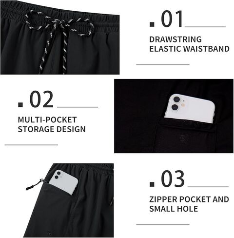 Cozople Mens Swim Trunks with Compression Liner 2-in-1 Quick Dry 9 Inch Board Shorts with Zipper Pockets in Saudi Arabia