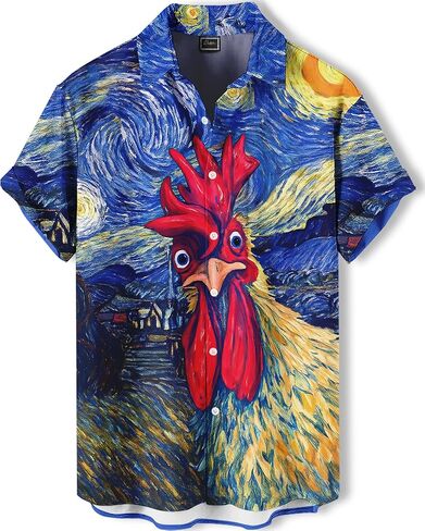 Men's Hawaiian Button Down Shirt, Funny Donkey Print, Short Sleeve Casual Beach Wear in Saudi Arabia