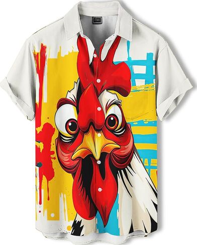 Men's Hawaiian Button Down Shirt, Funny Donkey Print, Short Sleeve Casual Beach Wear in Saudi Arabia