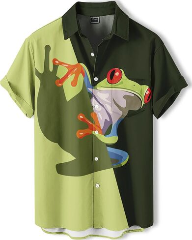 Men's Hawaiian Button Down Shirt, Funny Donkey Print, Short Sleeve Casual Beach Wear in Saudi Arabia