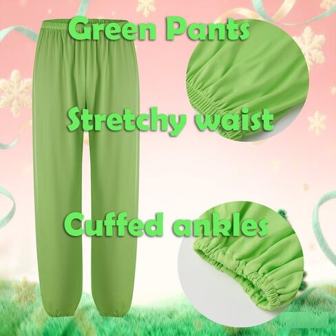 Green Santa Monster Adult Christmas Costume Set - 7PCS Santa Claus Outfit with Mask Included in Saudi Arabia