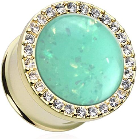Golden Mint Opal Elegance Multi-Gem Ear Gauge Plug in Saudi Arabia