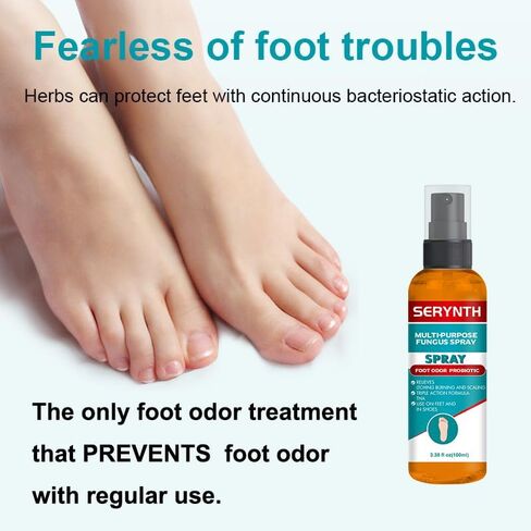 Foot Spray Antifungal,Oilcertified by NDC Clinical Trials,Odor Probiotic, Athletes Foot Treatment Spray,Shoe Odor Spray,Foot Spray for Smelly feet，Relieve feet discomfort Symptoms（100ML） in Saudi Arabia