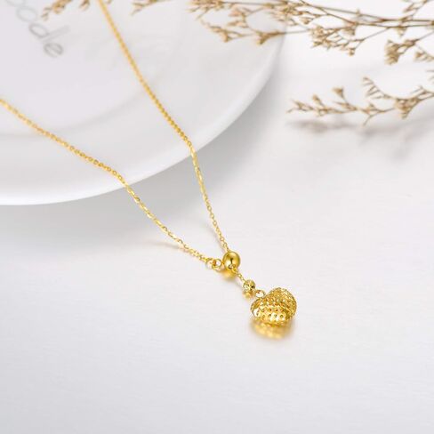 18K Real Gold Heart Necklace with Free Sliding Adjustable Bead, Yellow Gold Y-chain Hollowed-Out Heart Necklace Christmas Birthday Love Jewelry Gift for Women, Wife, Mom 18" in Saudi Arabia