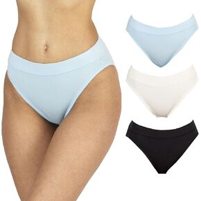 Organic Cotton Underwear Women's 3 Pack. High Waist, High Cut bikini brief. (Black 3Pack, Multi Colors 3Pack) in Saudi Arabia