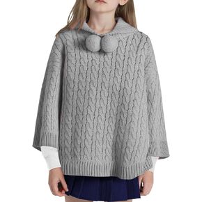 JSTEX الفتيات المعطف سترة كابل متماسكة كيب فتاة مقنعين البلوز سترة عطلة الاطفال شال التفاف ل 6-12 in Kuwait