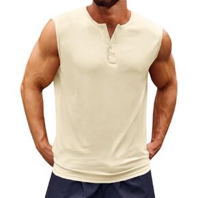 UNCLECAT Muscle Tank Tops for Mens - Sleeveless 2026 Summer Workout Gym Slim Fit Henley Shirt Basic Tee in Saudi Arabia