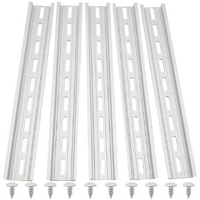 10 Pcs 8 Inch Aluminum DIN Rails, Top Hat Slotted DIN Rail, 7.5 mm Height x 35 mm Width x 8 Inch Length, with 20 Pcs MXU-DIN-100 Screws for Hardware Components Mounting in Kuwait